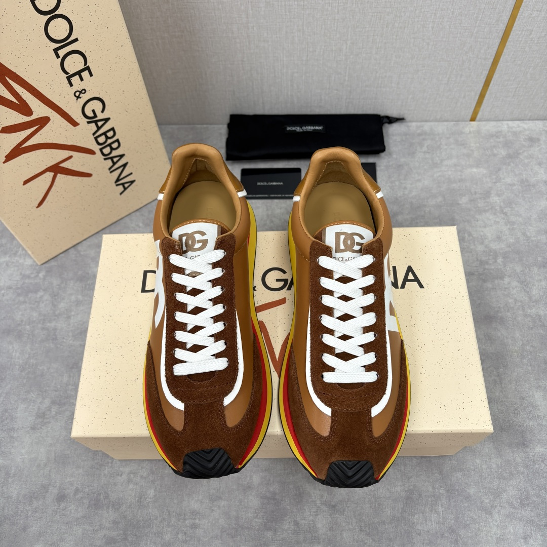 💋💍DG 家新品 Dolce &Gabban* 杜嘉～班纳 Cushion 牛皮拼接撞色休闲运动鞋 官方