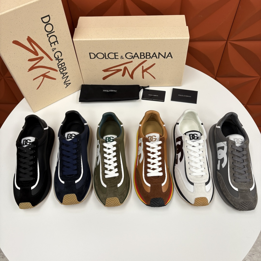 💋💍DG 家新品 Dolce &Gabban* 杜嘉～班纳 Cushion 牛皮拼接撞色休闲运动鞋 官方
