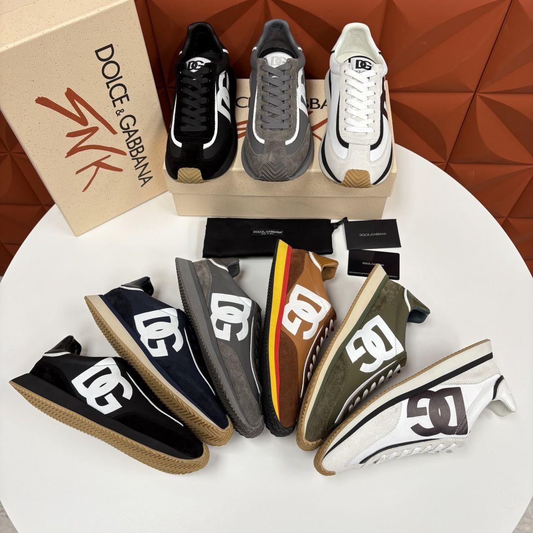 💋💍DG 家新品 Dolce &Gabban* 杜嘉～班纳 Cushion 牛皮拼接撞色休闲运动鞋 官方