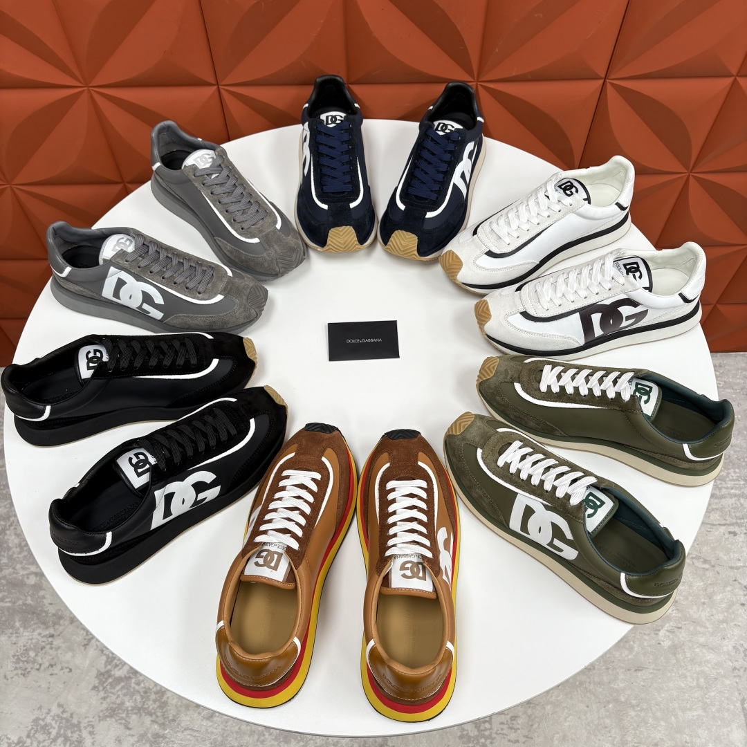 💋💍DG 家新品 Dolce &Gabban* 杜嘉～班纳 Cushion 牛皮拼接撞色休闲运动鞋 官方
