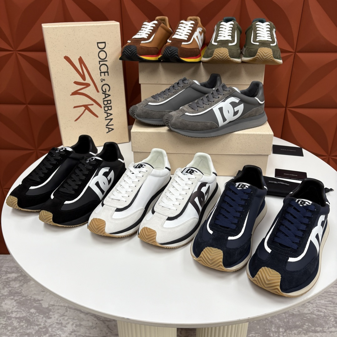 💋💍DG 家新品 Dolce &Gabban* 杜嘉～班纳 Cushion 牛皮拼接撞色休闲运动鞋 官方