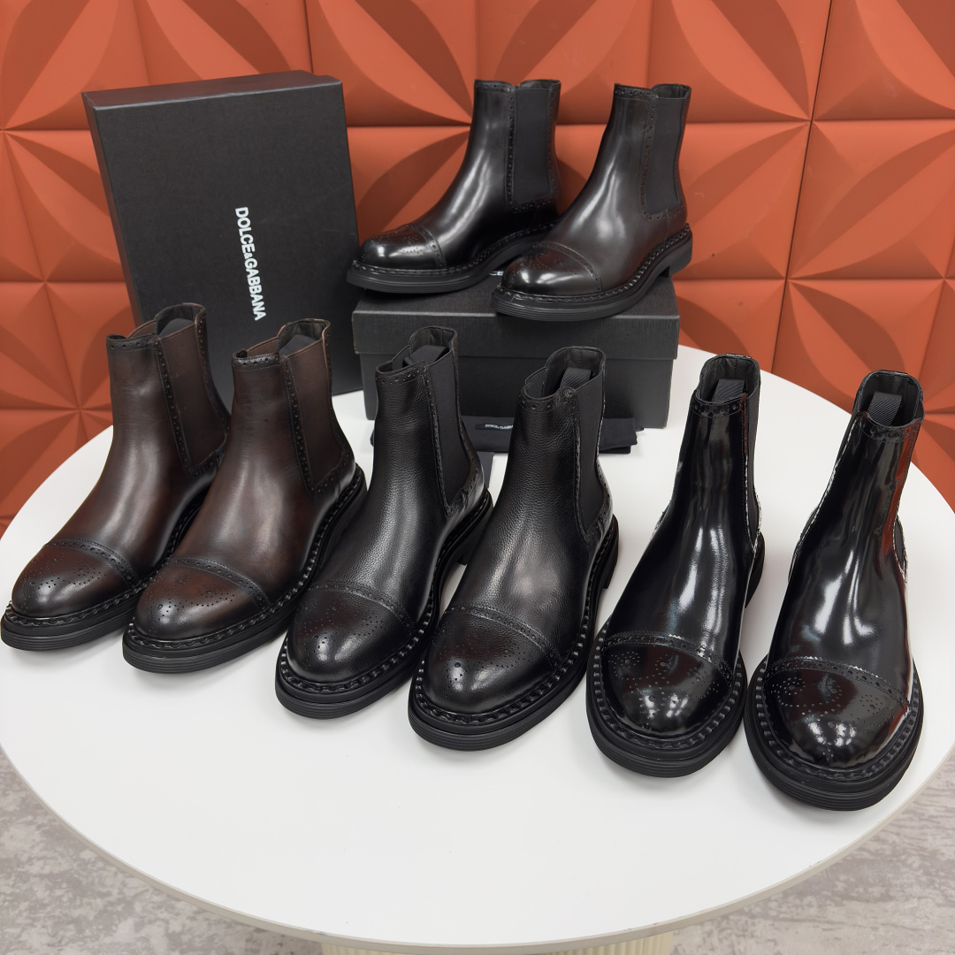 💋💍DG家新品 杜嘉-班纳 Dolce&Gabban* 男士布洛克切尔西靴皮靴系列：意式奢华与复古格调的