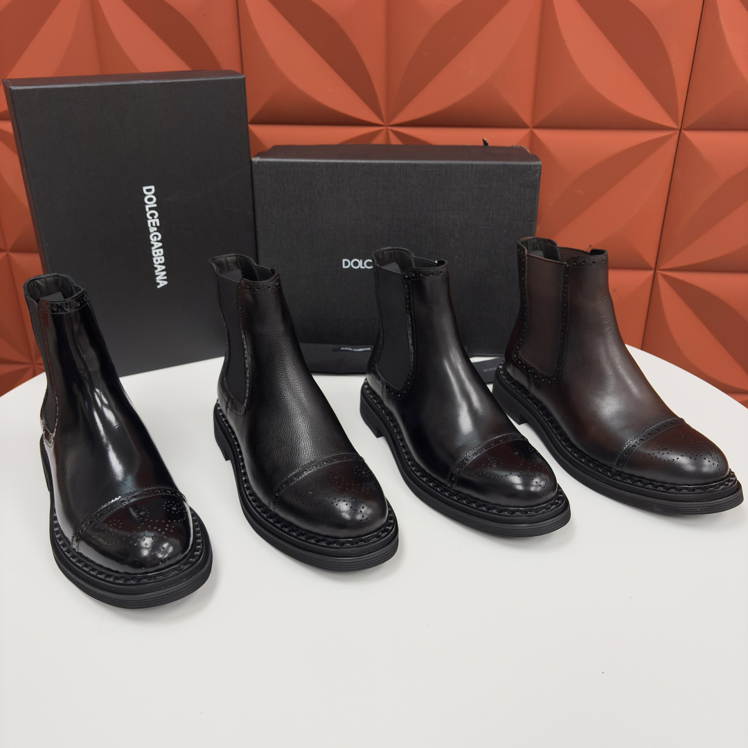 💋💍DG家新品 杜嘉-班纳 Dolce&Gabban* 男士布洛克切尔西靴皮靴系列：意式奢华与复古格调的