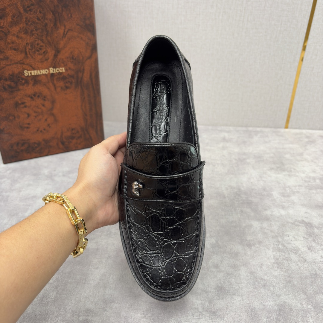 💋💍Stefano-ricci 史蒂*芬新品 男士乐福鞋皮鞋 选用优质鳄鱼纹🐊压纹牛皮手工改色擦色而成 