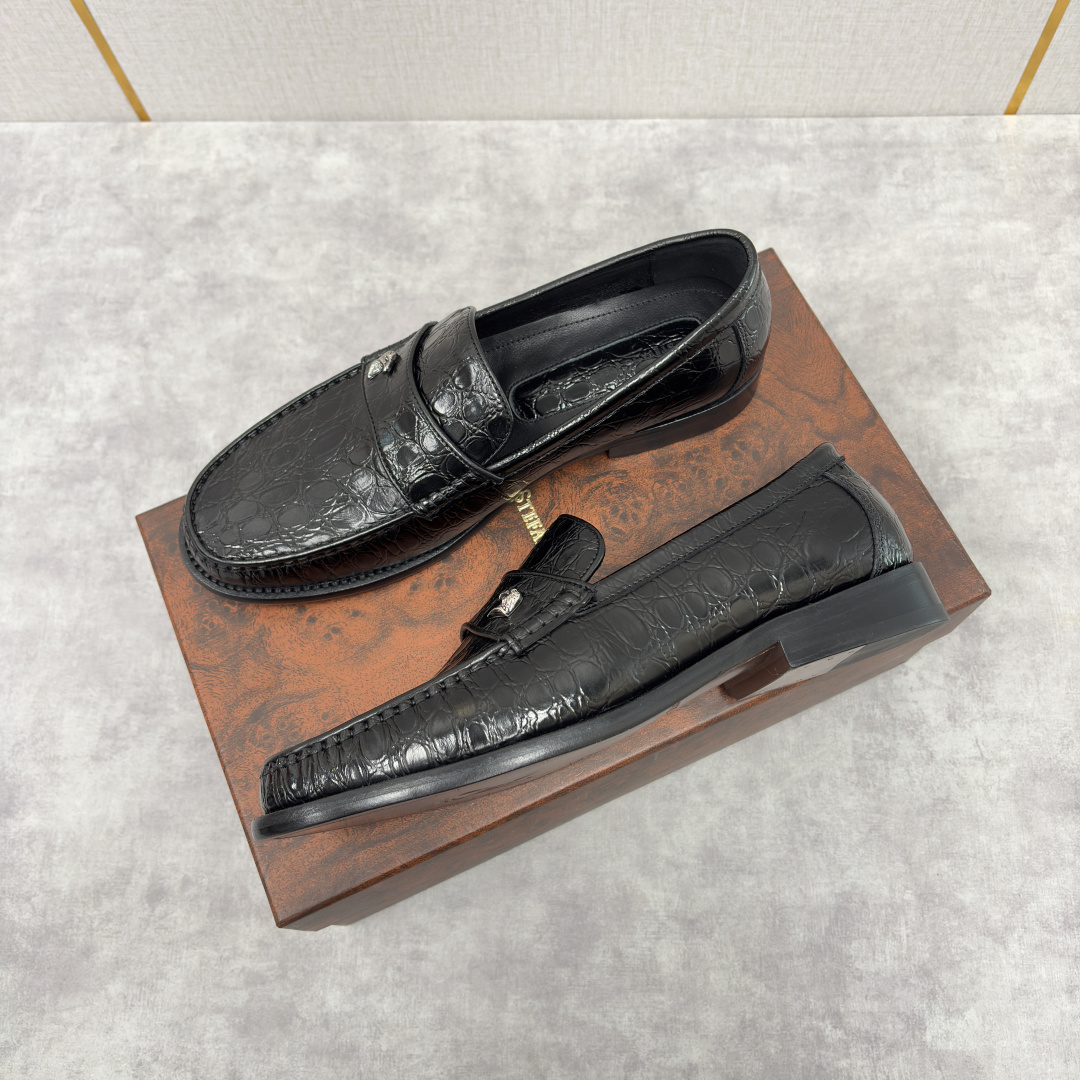 💋💍Stefano-ricci 史蒂*芬新品 男士乐福鞋皮鞋 选用优质鳄鱼纹🐊压纹牛皮手工改色擦色而成 