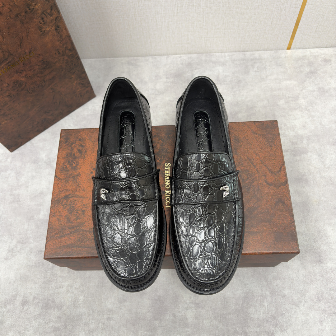 💋💍Stefano-ricci 史蒂*芬新品 男士乐福鞋皮鞋 选用优质鳄鱼纹🐊压纹牛皮手工改色擦色而成 