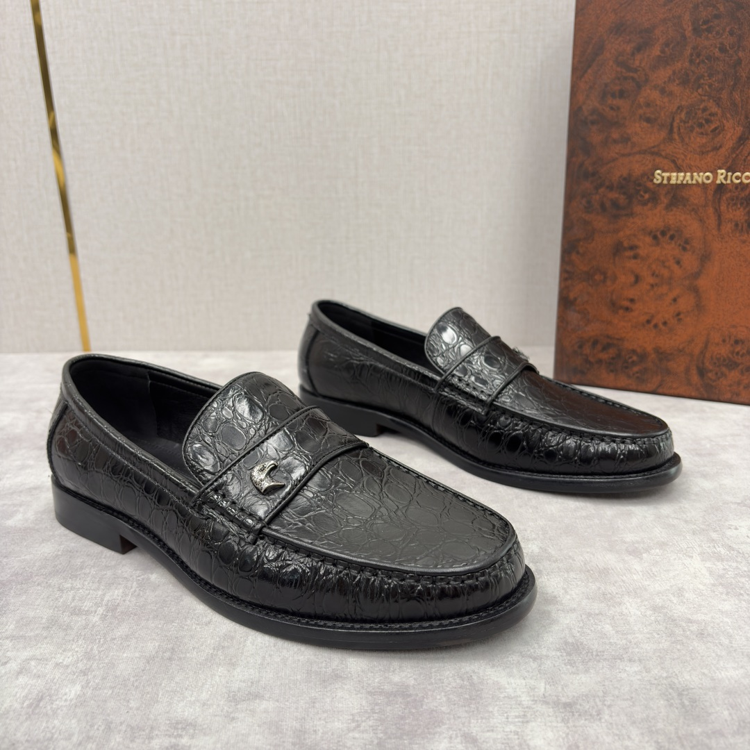 💋💍Stefano-ricci 史蒂*芬新品 男士乐福鞋皮鞋 选用优质鳄鱼纹🐊压纹牛皮手工改色擦色而成 