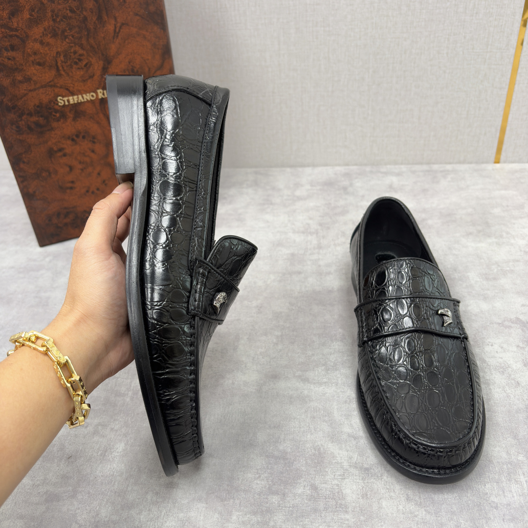 💋💍Stefano-ricci 史蒂*芬新品 男士乐福鞋皮鞋 选用优质鳄鱼纹🐊压纹牛皮手工改色擦色而成 