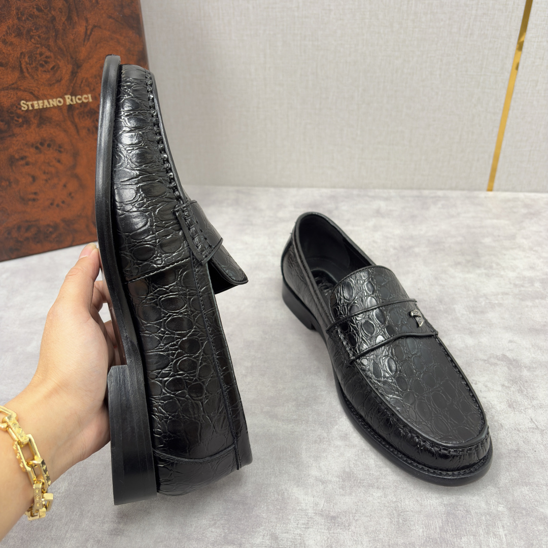 💋💍Stefano-ricci 史蒂*芬新品 男士乐福鞋皮鞋 选用优质鳄鱼纹🐊压纹牛皮手工改色擦色而成 