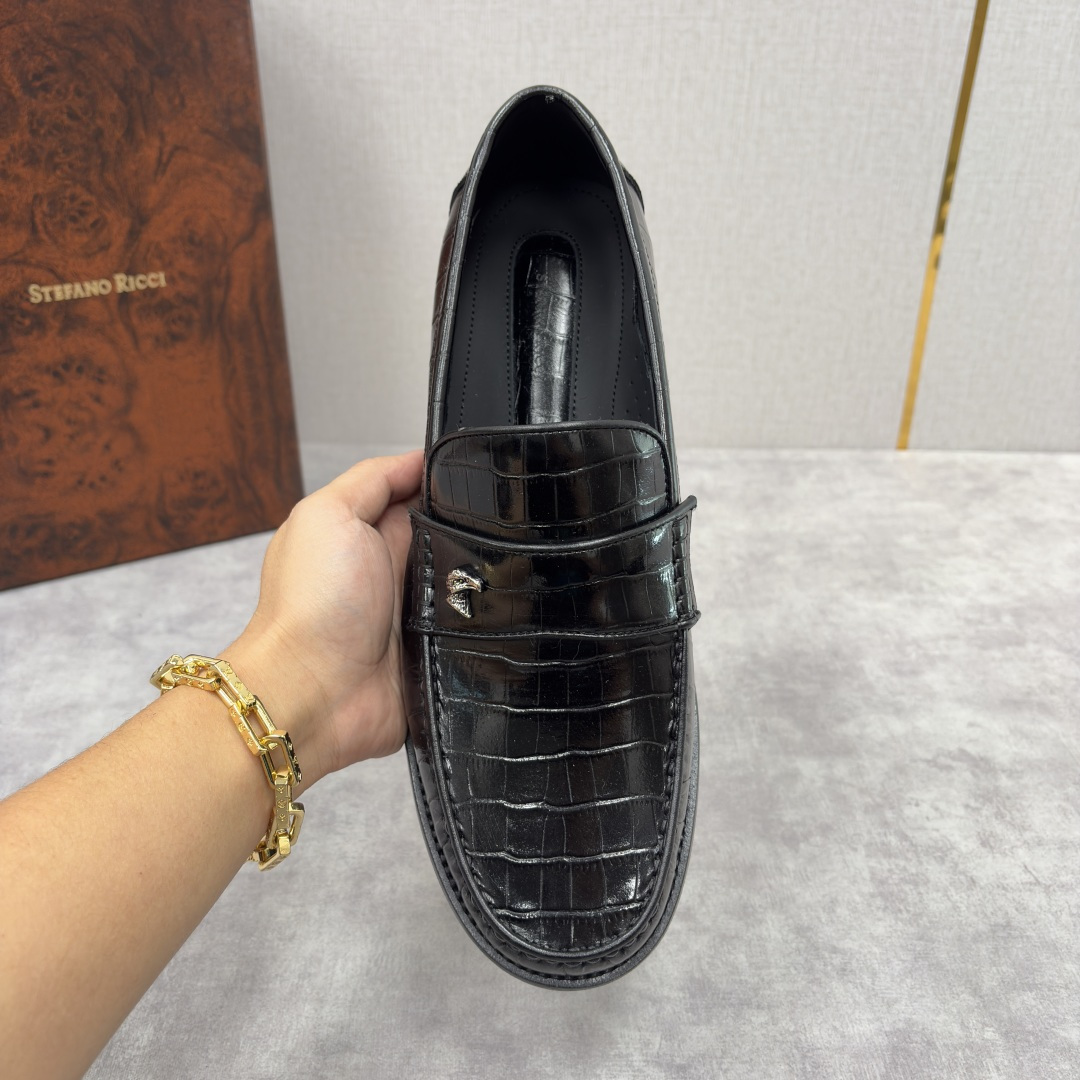 💋💍Stefano-ricci 史蒂*芬新品 男士乐福鞋皮鞋 选用优质鳄鱼纹🐊压纹牛皮手工改色擦色而成 