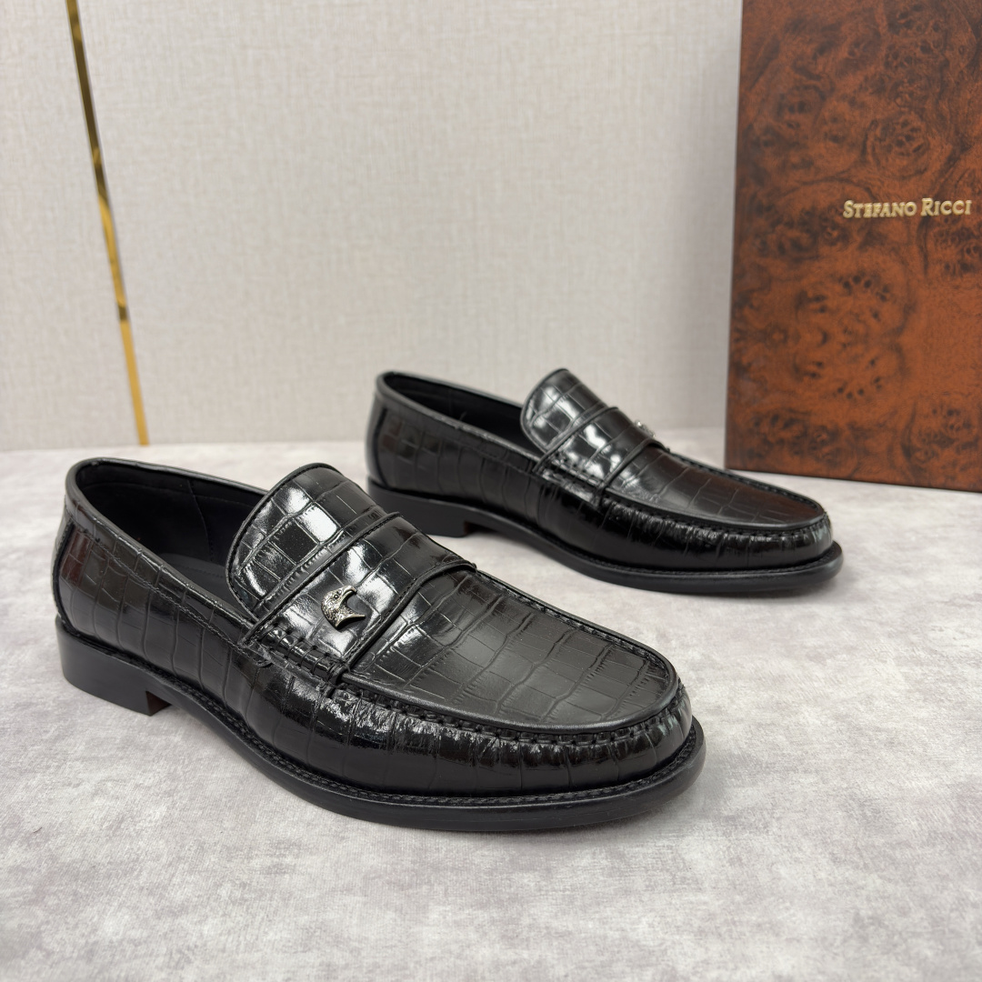 💋💍Stefano-ricci 史蒂*芬新品 男士乐福鞋皮鞋 选用优质鳄鱼纹🐊压纹牛皮手工改色擦色而成 