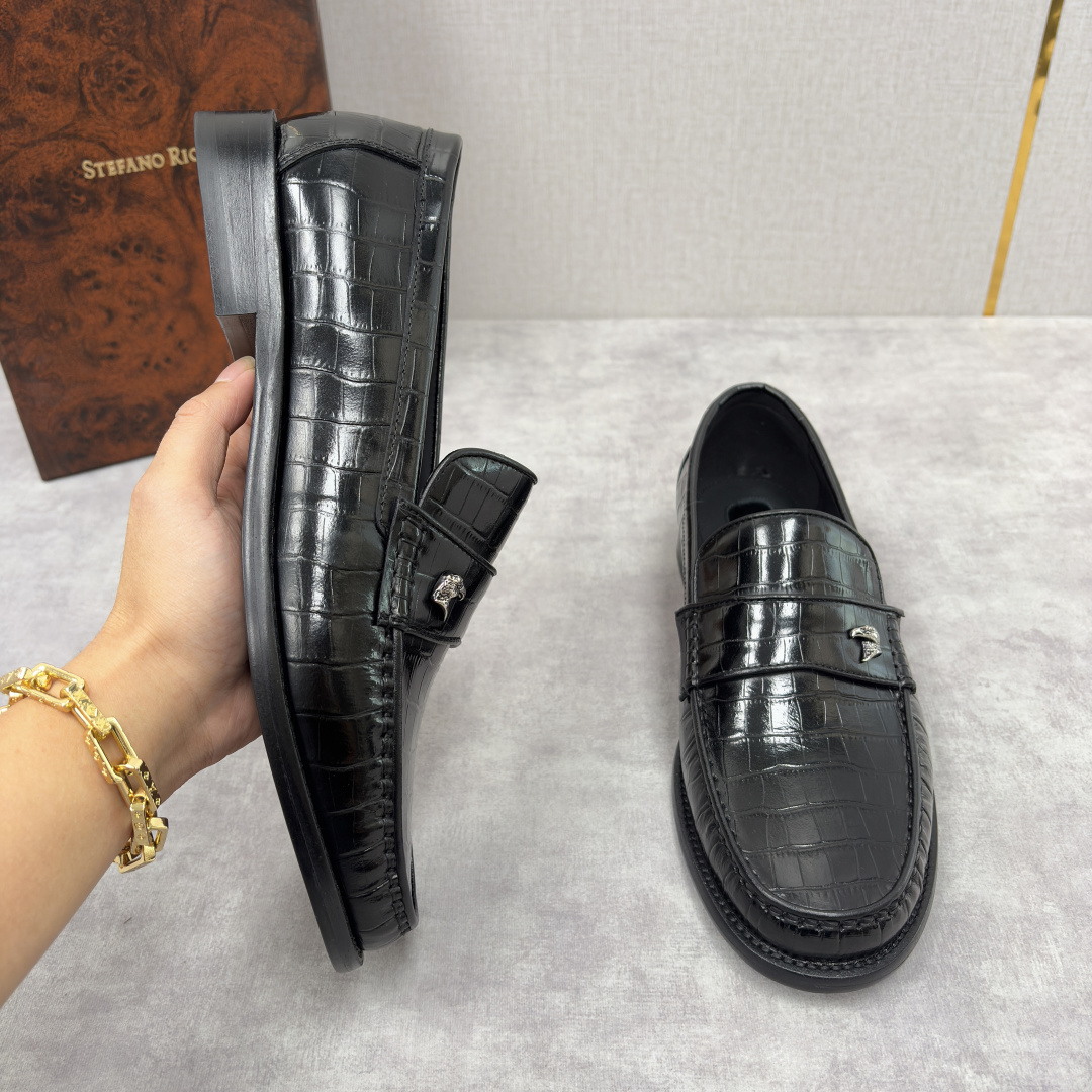 💋💍Stefano-ricci 史蒂*芬新品 男士乐福鞋皮鞋 选用优质鳄鱼纹🐊压纹牛皮手工改色擦色而成 