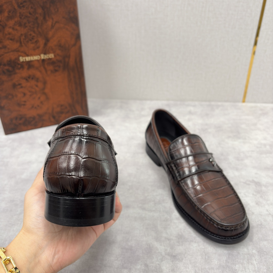 💋💍Stefano-ricci 史蒂*芬新品 男士乐福鞋皮鞋 选用优质鳄鱼纹🐊压纹牛皮手工改色擦色而成 