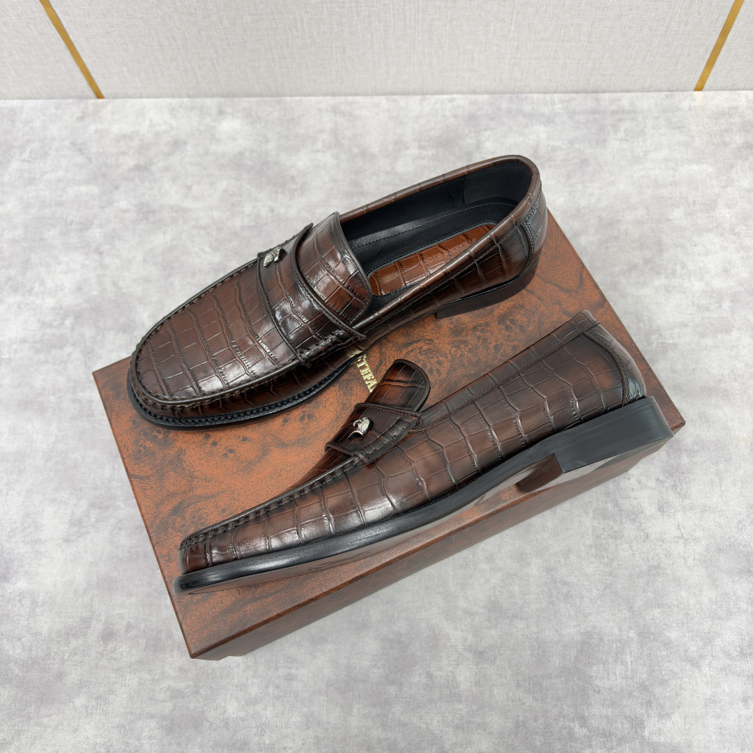 💋💍Stefano-ricci 史蒂*芬新品 男士乐福鞋皮鞋 选用优质鳄鱼纹🐊压纹牛皮手工改色擦色而成 
