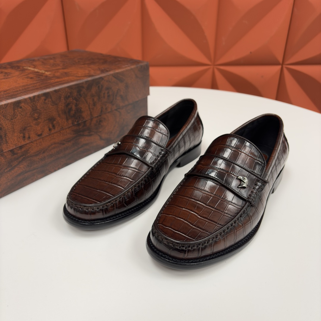 💋💍Stefano-ricci 史蒂*芬新品 男士乐福鞋皮鞋 选用优质鳄鱼纹🐊压纹牛皮手工改色擦色而成 