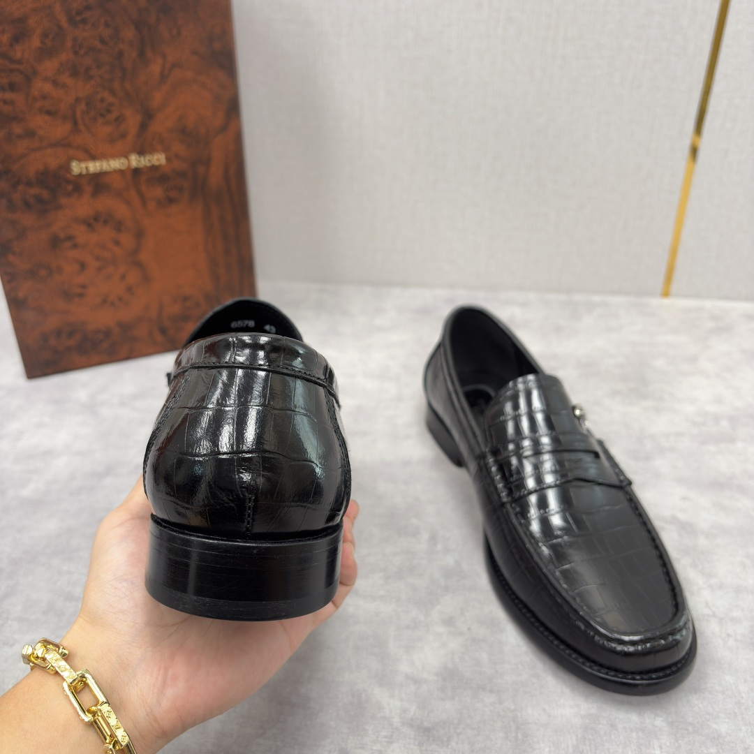 💋💍Stefano-ricci 史蒂*芬新品 男士乐福鞋皮鞋 选用优质鳄鱼纹🐊压纹牛皮手工改色擦色而成 
