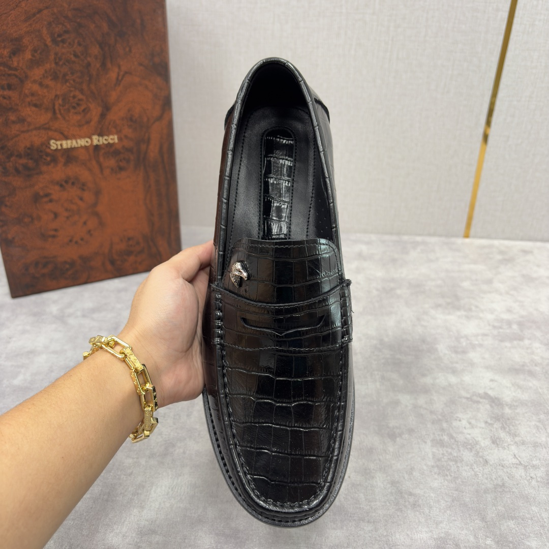 💋💍Stefano-ricci 史蒂*芬新品 男士乐福鞋皮鞋 选用优质鳄鱼纹🐊压纹牛皮手工改色擦色而成 