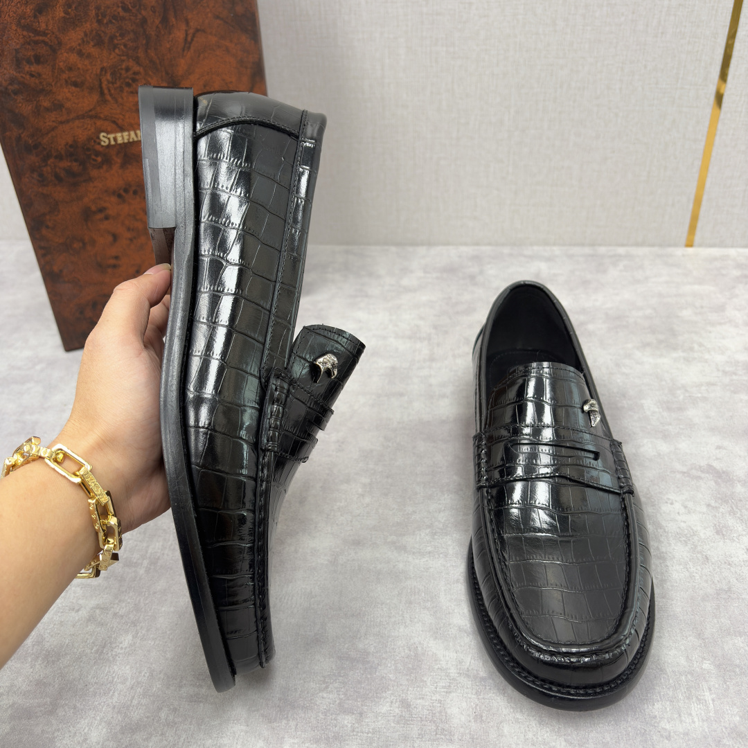 💋💍Stefano-ricci 史蒂*芬新品 男士乐福鞋皮鞋 选用优质鳄鱼纹🐊压纹牛皮手工改色擦色而成 