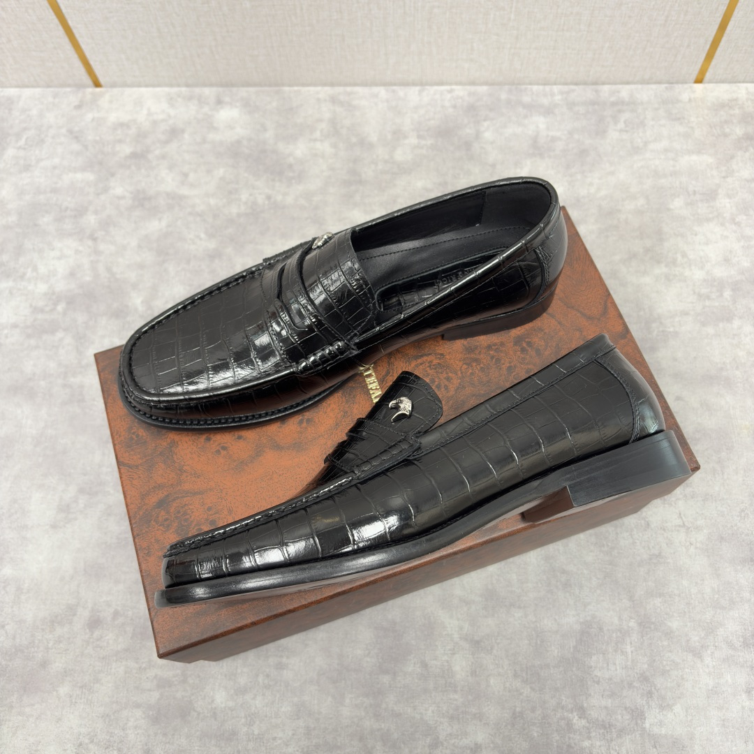 💋💍Stefano-ricci 史蒂*芬新品 男士乐福鞋皮鞋 选用优质鳄鱼纹🐊压纹牛皮手工改色擦色而成 