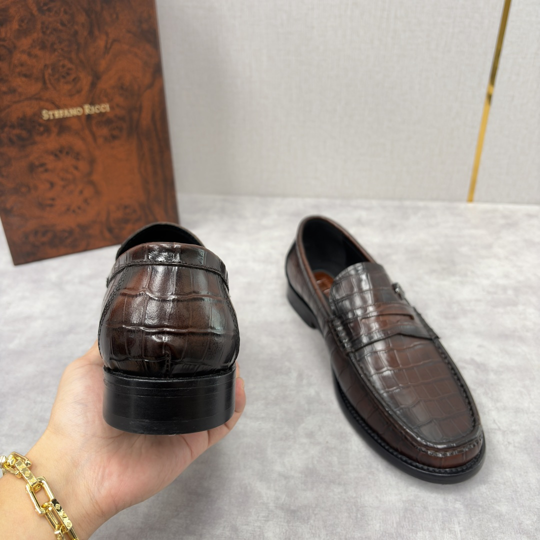 💋💍Stefano-ricci 史蒂*芬新品 男士乐福鞋皮鞋 选用优质鳄鱼纹🐊压纹牛皮手工改色擦色而成 