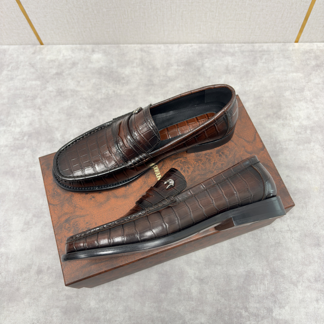💋💍Stefano-ricci 史蒂*芬新品 男士乐福鞋皮鞋 选用优质鳄鱼纹🐊压纹牛皮手工改色擦色而成 