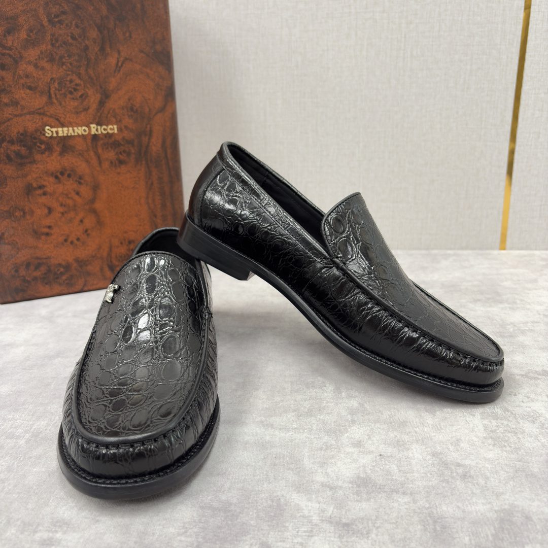 💋💍Stefano-ricci 史蒂*芬新品 男士乐福鞋皮鞋 选用优质鳄鱼纹🐊压纹牛皮手工改色擦色而成 