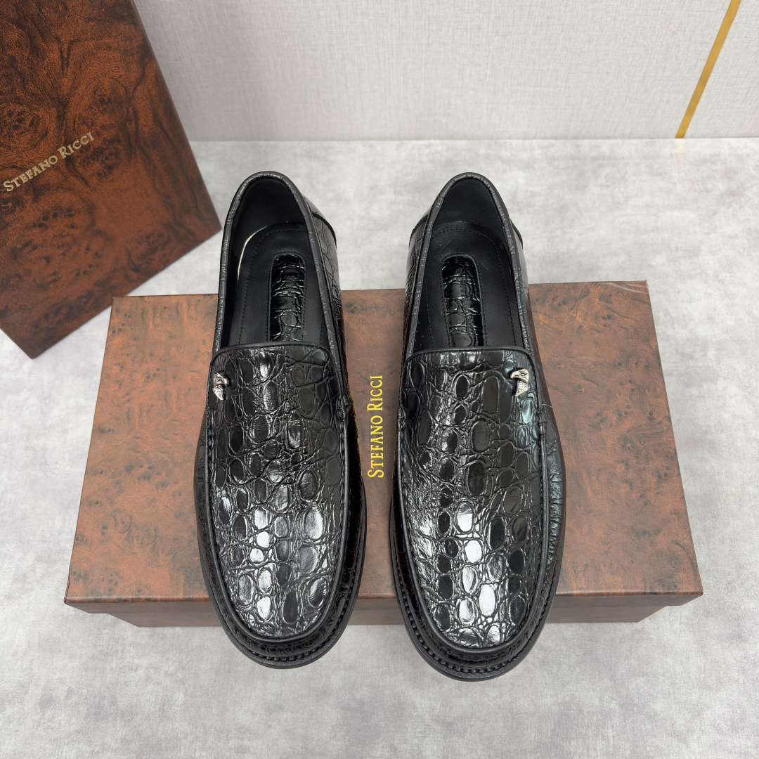 💋💍Stefano-ricci 史蒂*芬新品 男士乐福鞋皮鞋 选用优质鳄鱼纹🐊压纹牛皮手工改色擦色而成 