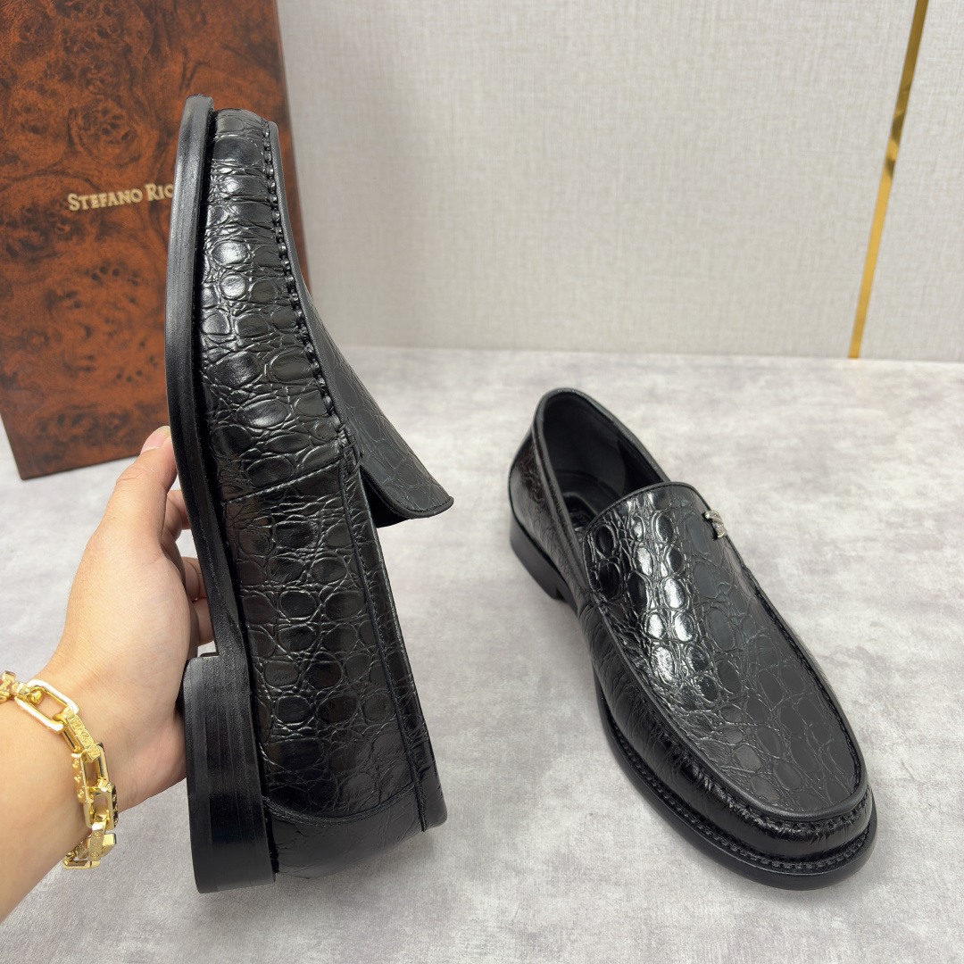 💋💍Stefano-ricci 史蒂*芬新品 男士乐福鞋皮鞋 选用优质鳄鱼纹🐊压纹牛皮手工改色擦色而成 