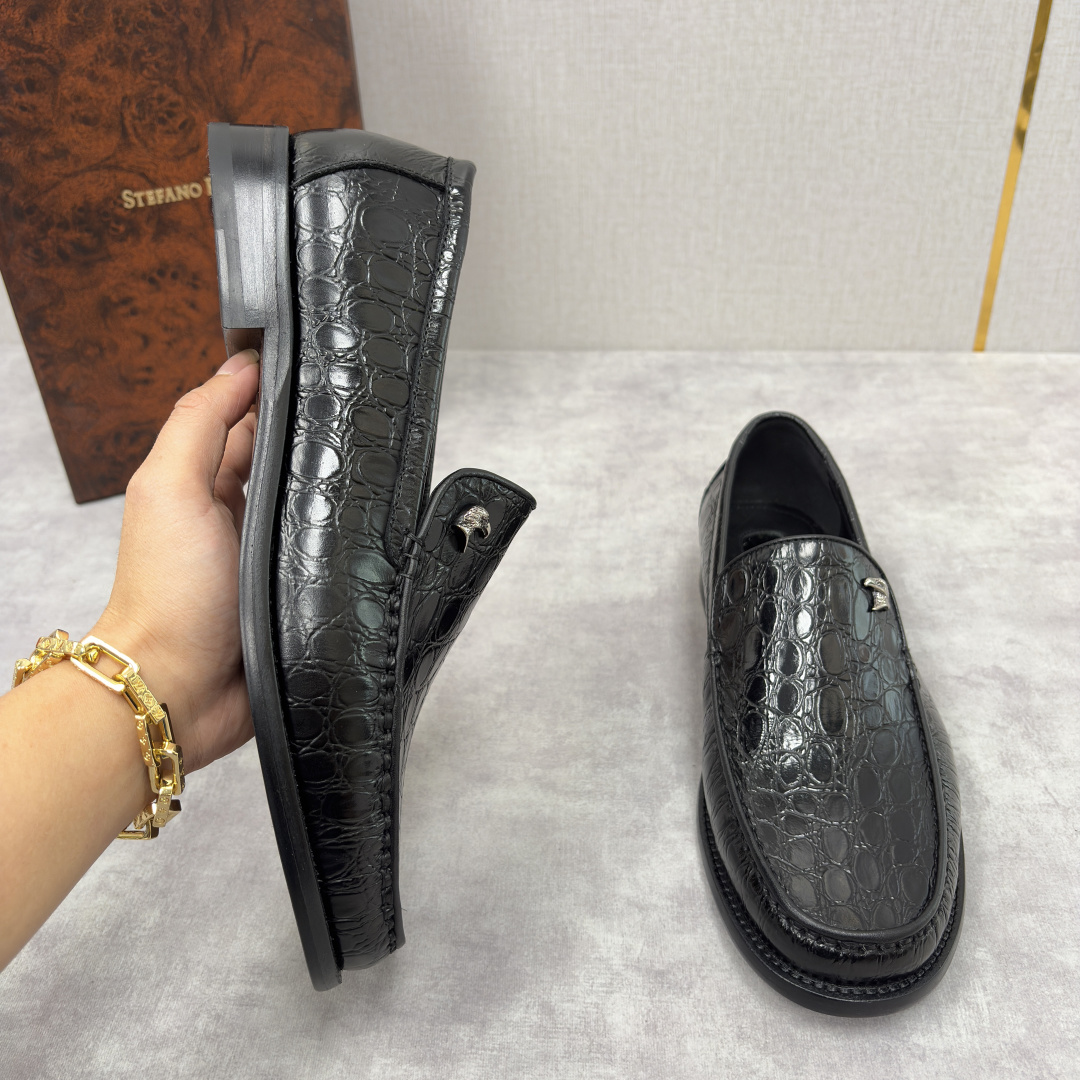 💋💍Stefano-ricci 史蒂*芬新品 男士乐福鞋皮鞋 选用优质鳄鱼纹🐊压纹牛皮手工改色擦色而成 