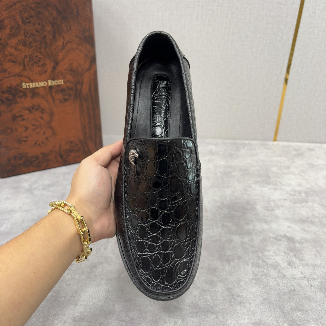 💋💍Stefano-ricci 史蒂*芬新品 男士乐福鞋皮鞋 选用优质鳄鱼纹🐊压纹牛皮手工改色擦色而成 