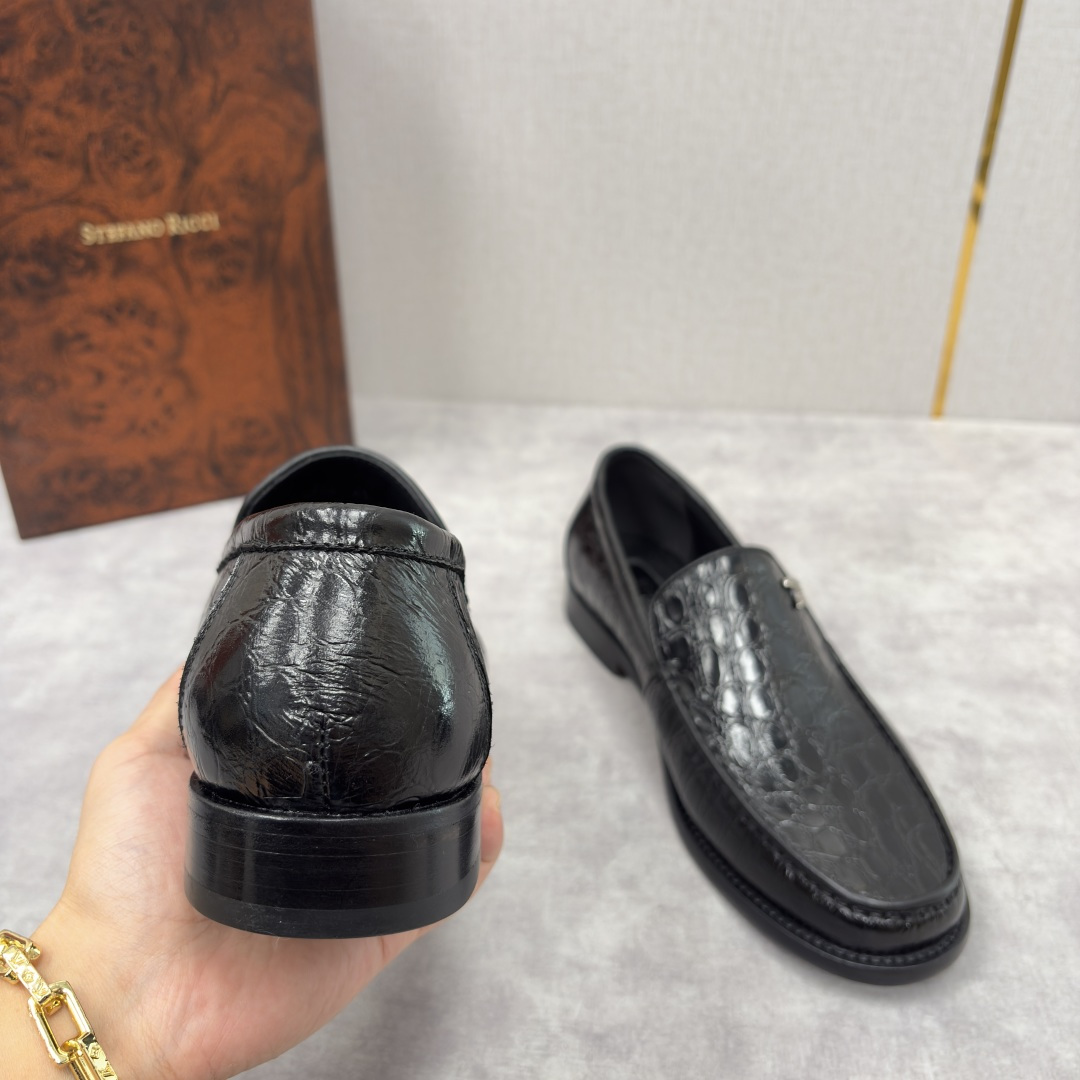 💋💍Stefano-ricci 史蒂*芬新品 男士乐福鞋皮鞋 选用优质鳄鱼纹🐊压纹牛皮手工改色擦色而成 