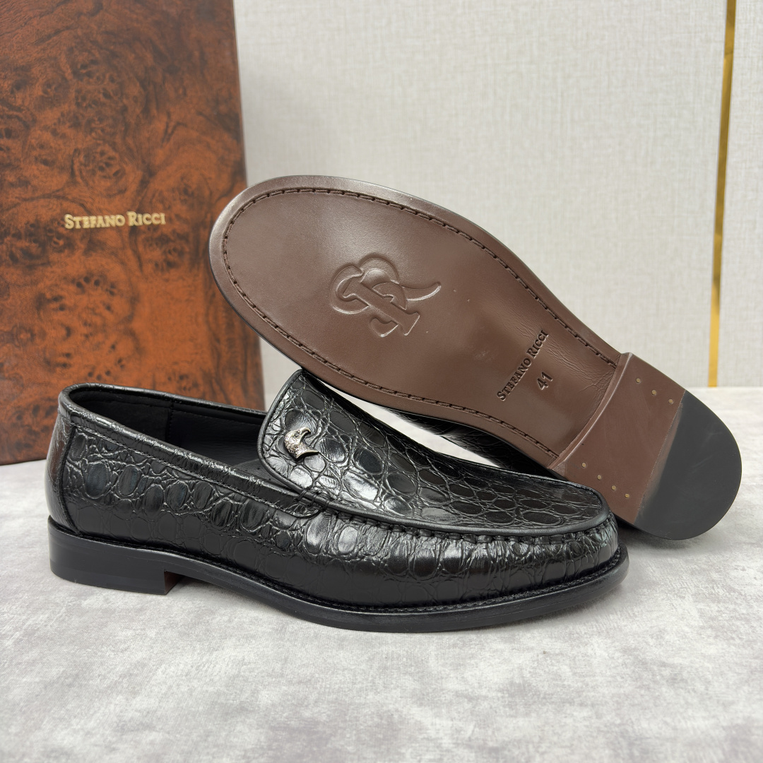 💋💍Stefano-ricci 史蒂*芬新品 男士乐福鞋皮鞋 选用优质鳄鱼纹🐊压纹牛皮手工改色擦色而成 