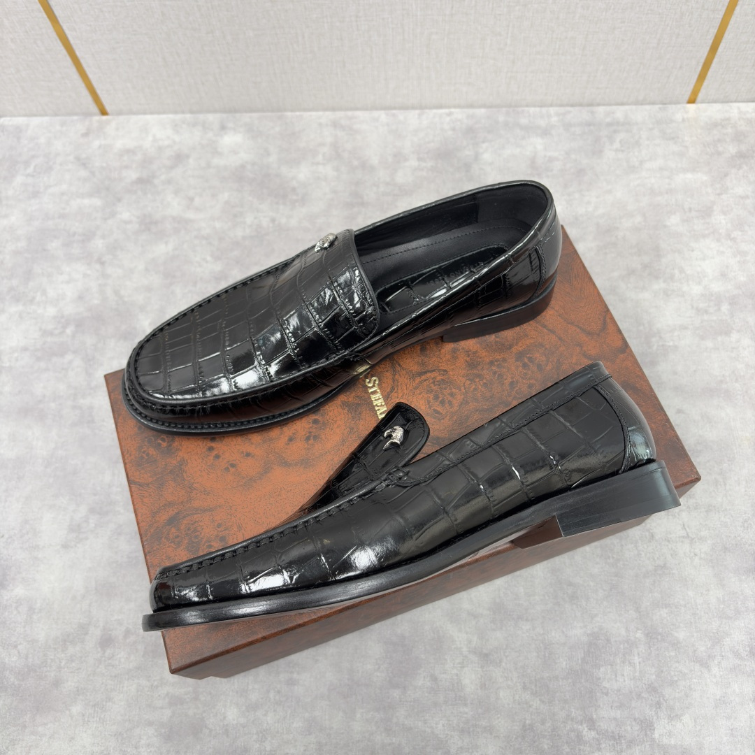 💋💍Stefano-ricci 史蒂*芬新品 男士乐福鞋皮鞋 选用优质鳄鱼纹🐊压纹牛皮手工改色擦色而成 
