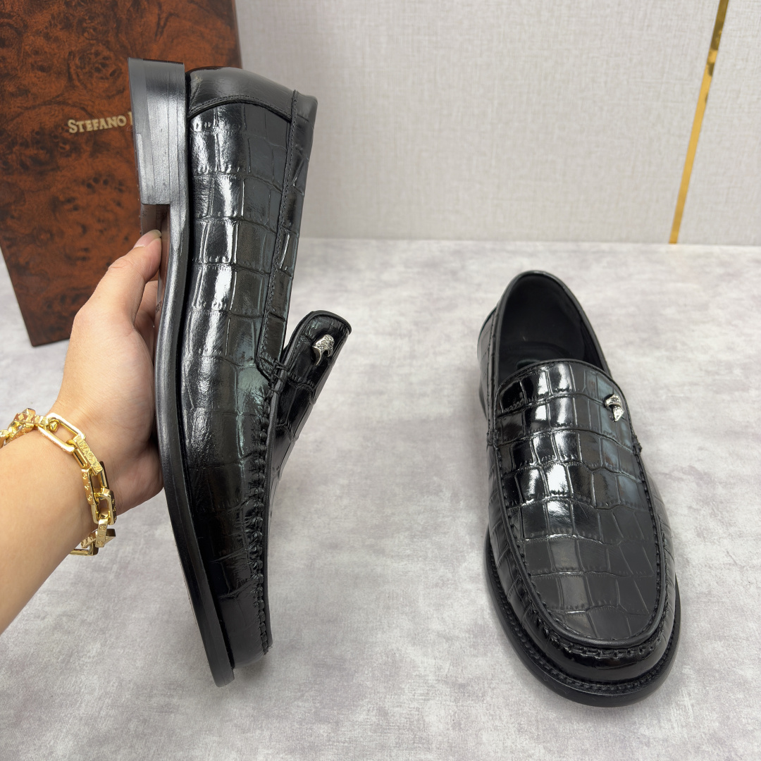 💋💍Stefano-ricci 史蒂*芬新品 男士乐福鞋皮鞋 选用优质鳄鱼纹🐊压纹牛皮手工改色擦色而成 