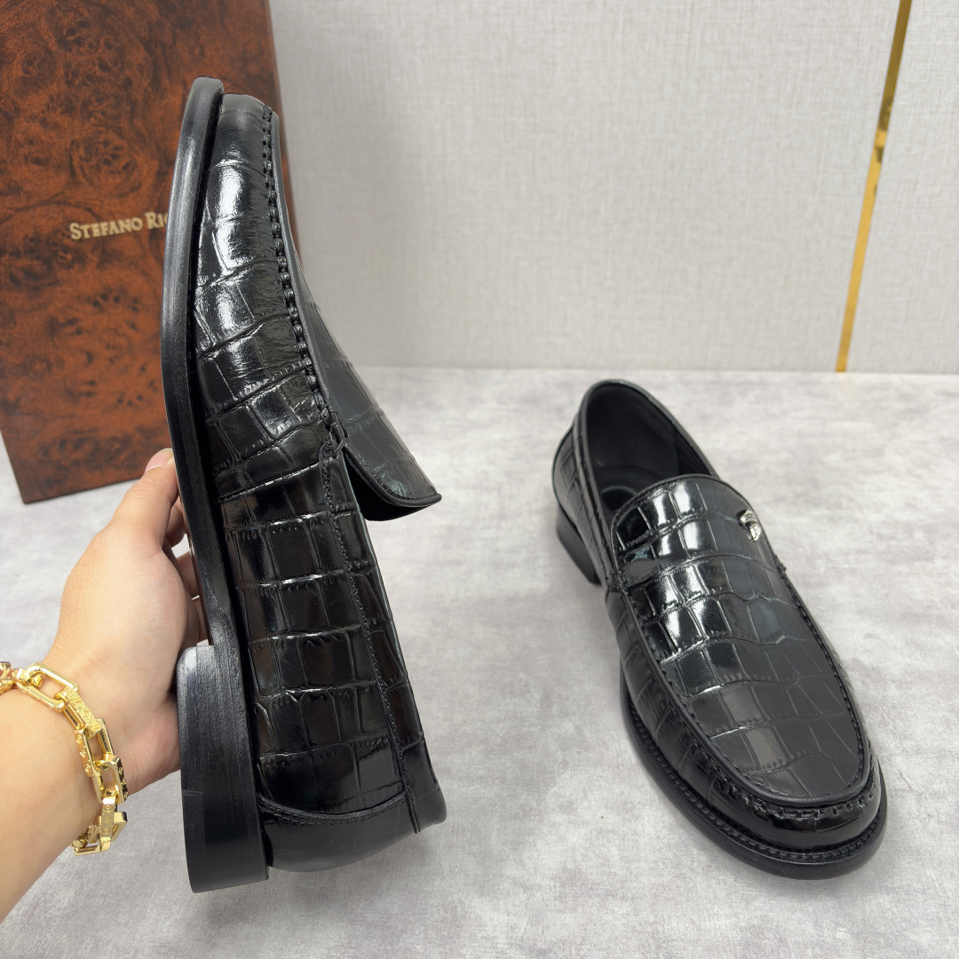 💋💍Stefano-ricci 史蒂*芬新品 男士乐福鞋皮鞋 选用优质鳄鱼纹🐊压纹牛皮手工改色擦色而成 