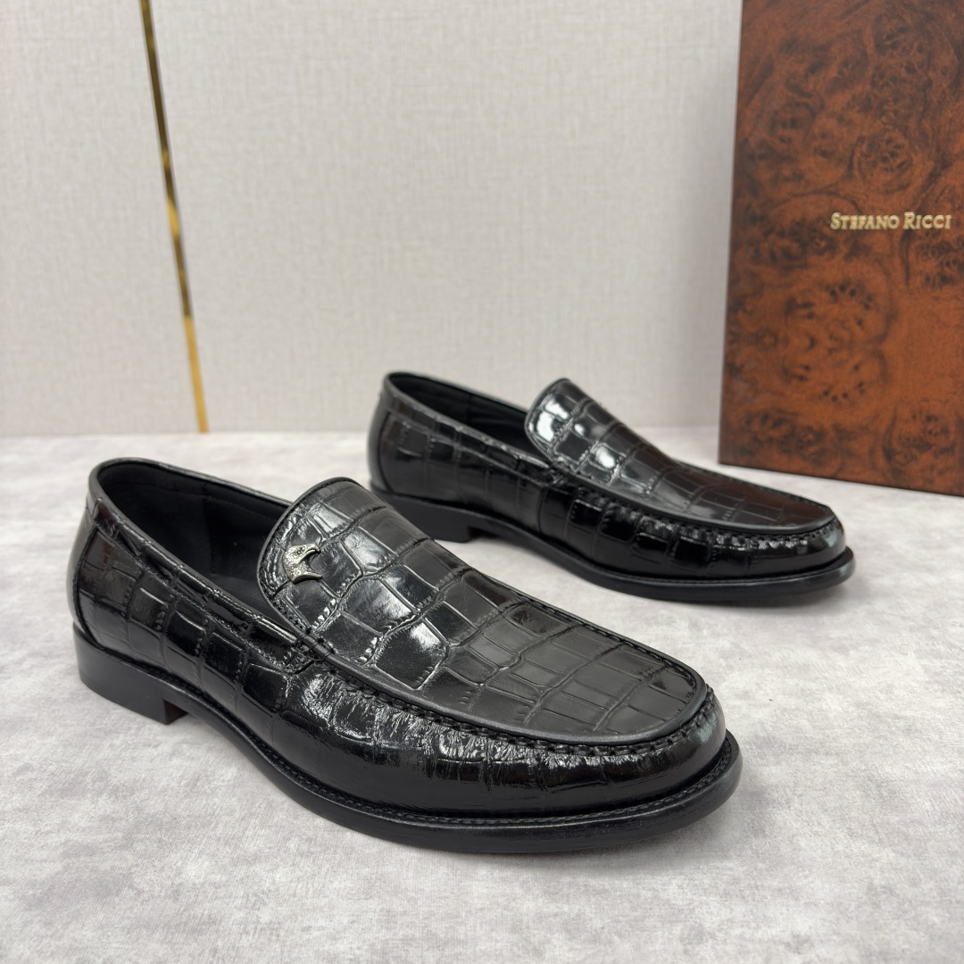 💋💍Stefano-ricci 史蒂*芬新品 男士乐福鞋皮鞋 选用优质鳄鱼纹🐊压纹牛皮手工改色擦色而成 