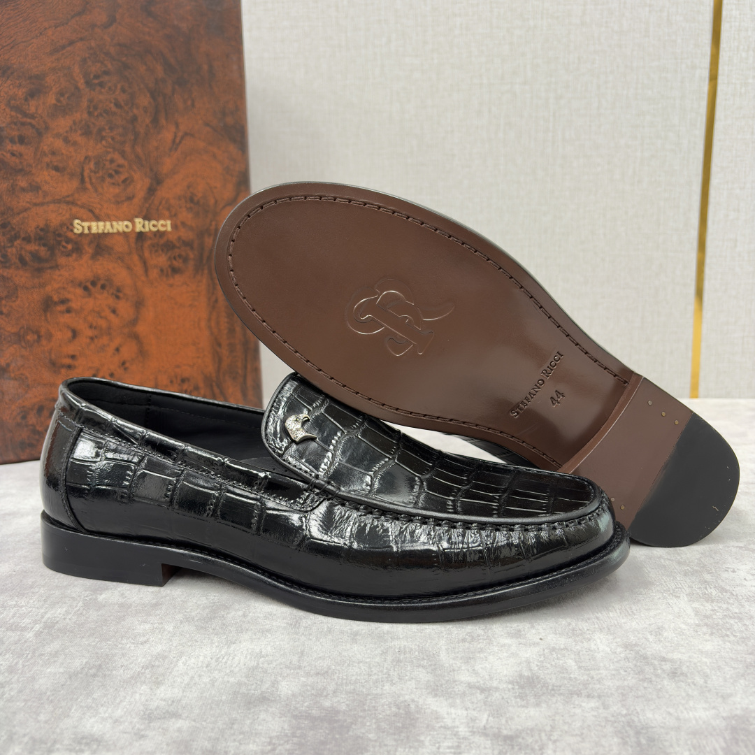 💋💍Stefano-ricci 史蒂*芬新品 男士乐福鞋皮鞋 选用优质鳄鱼纹🐊压纹牛皮手工改色擦色而成 