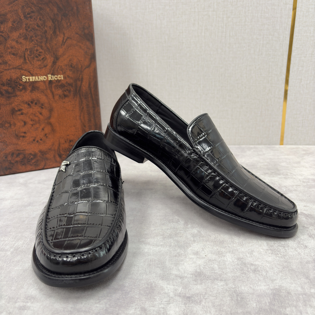 💋💍Stefano-ricci 史蒂*芬新品 男士乐福鞋皮鞋 选用优质鳄鱼纹🐊压纹牛皮手工改色擦色而成 