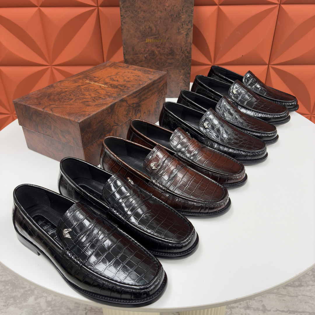 💋💍Stefano-ricci 史蒂*芬新品 男士乐福鞋皮鞋 选用优质鳄鱼纹🐊压纹牛皮手工改色擦色而成 