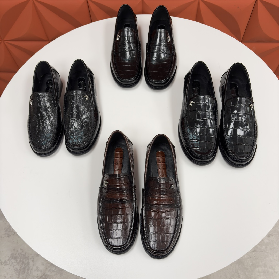 💋💍Stefano-ricci 史蒂*芬新品 男士乐福鞋皮鞋 选用优质鳄鱼纹🐊压纹牛皮手工改色擦色而成 