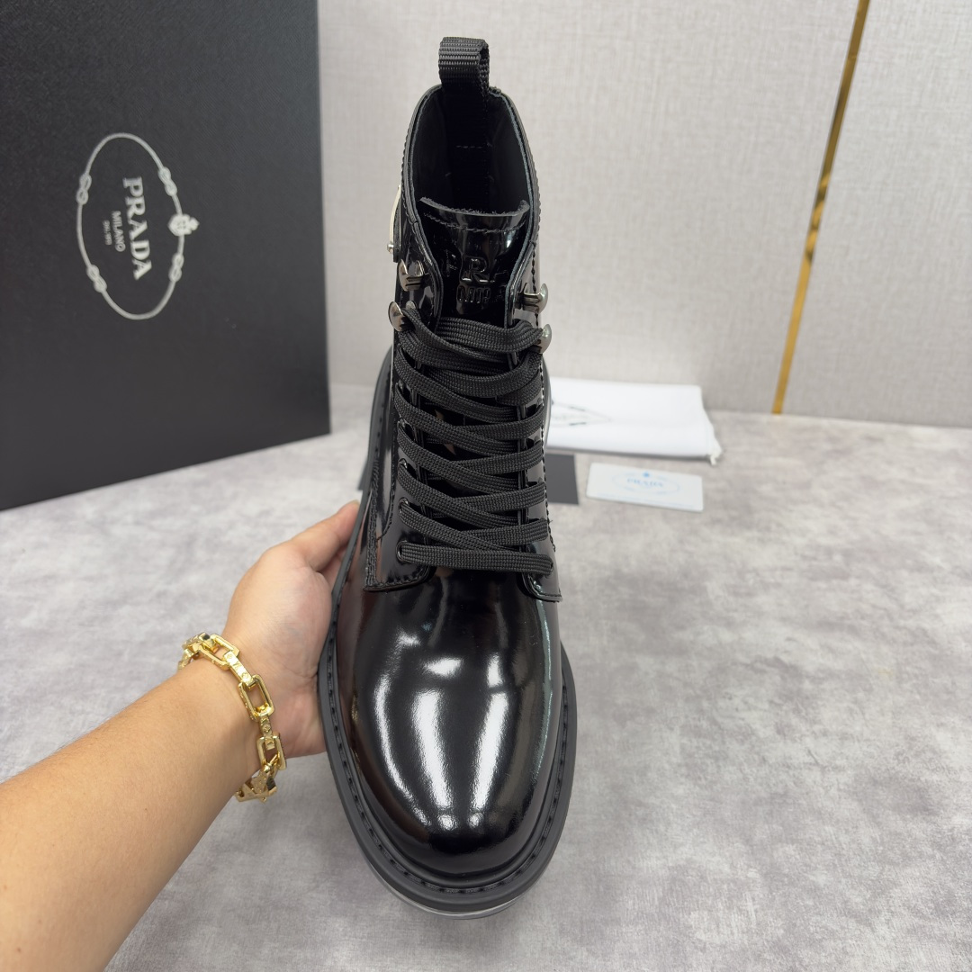 💋💍P家新品 Prad* 普拉-达 纯原皮革气垫高帮靴 男士气垫鞋皮靴 采用进口 Napa 牛皮/开边珠