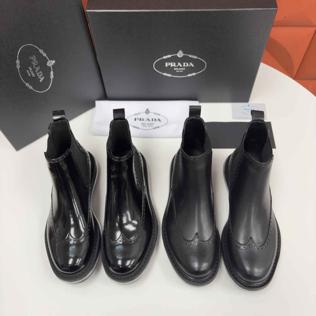 💋💍P家新品 Prad* 普拉-达 纯原皮革气垫布洛克切尔西靴 男士气垫鞋皮靴 采用进口 Napa 牛皮