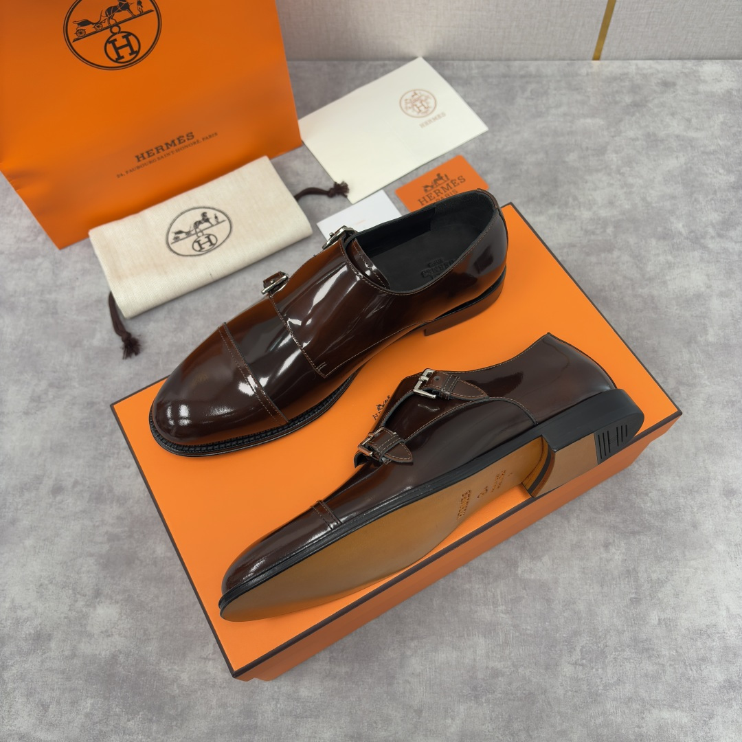 💋💍H家新品 Herme* 爱马-仕 双扣孟克鞋 男士正装鞋皮鞋 当法国奢侈品牌的传奇工艺邂逅经典孟克鞋