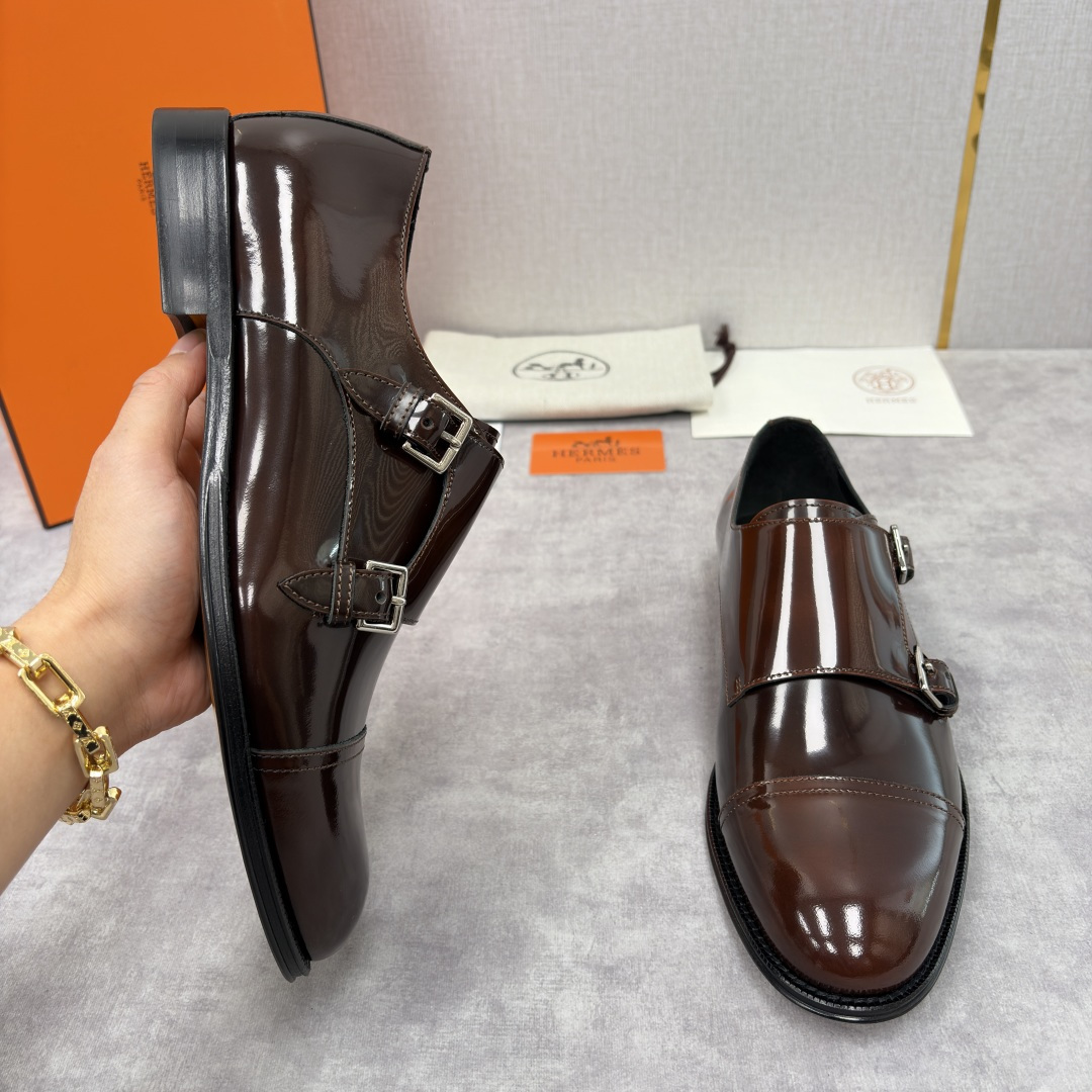 💋💍H家新品 Herme* 爱马-仕 双扣孟克鞋 男士正装鞋皮鞋 当法国奢侈品牌的传奇工艺邂逅经典孟克鞋