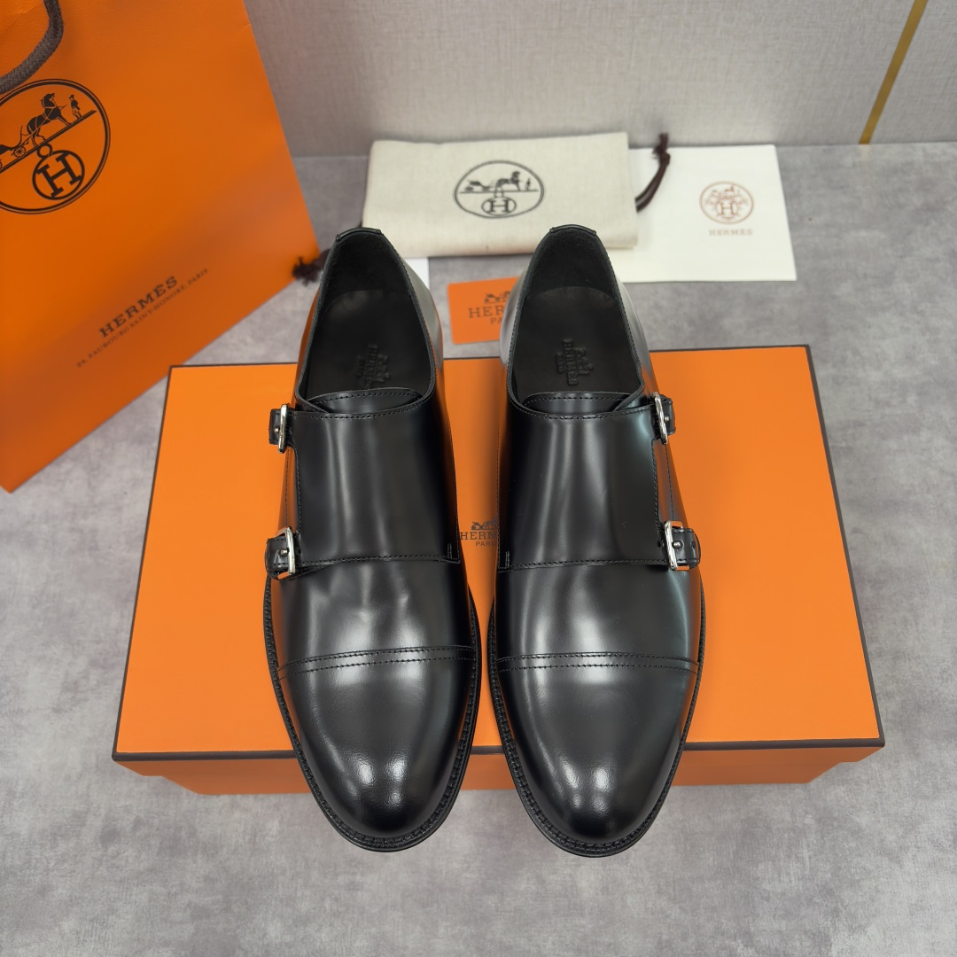 💋💍H家新品 Herme* 爱马-仕 双扣孟克鞋 男士正装鞋皮鞋 当法国奢侈品牌的传奇工艺邂逅经典孟克鞋