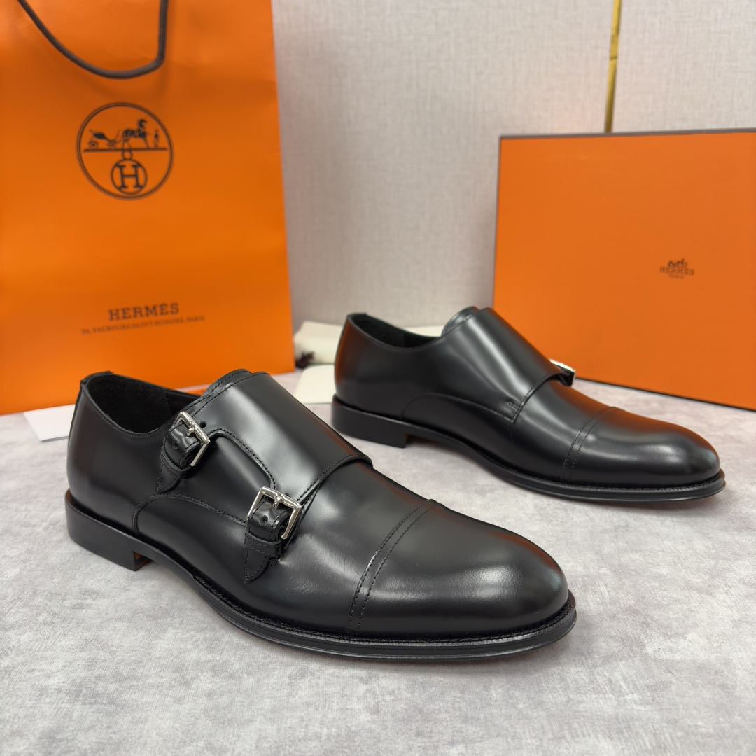 💋💍H家新品 Herme* 爱马-仕 双扣孟克鞋 男士正装鞋皮鞋 当法国奢侈品牌的传奇工艺邂逅经典孟克鞋