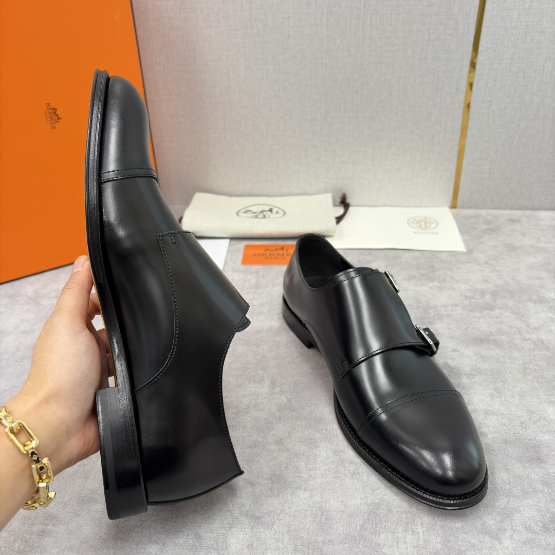 💋💍H家新品 Herme* 爱马-仕 双扣孟克鞋 男士正装鞋皮鞋 当法国奢侈品牌的传奇工艺邂逅经典孟克鞋