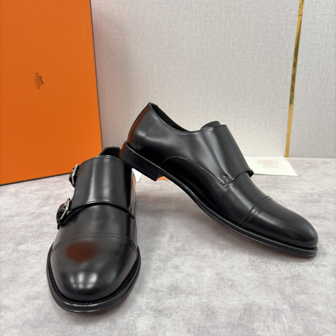 💋💍H家新品 Herme* 爱马-仕 双扣孟克鞋 男士正装鞋皮鞋 当法国奢侈品牌的传奇工艺邂逅经典孟克鞋