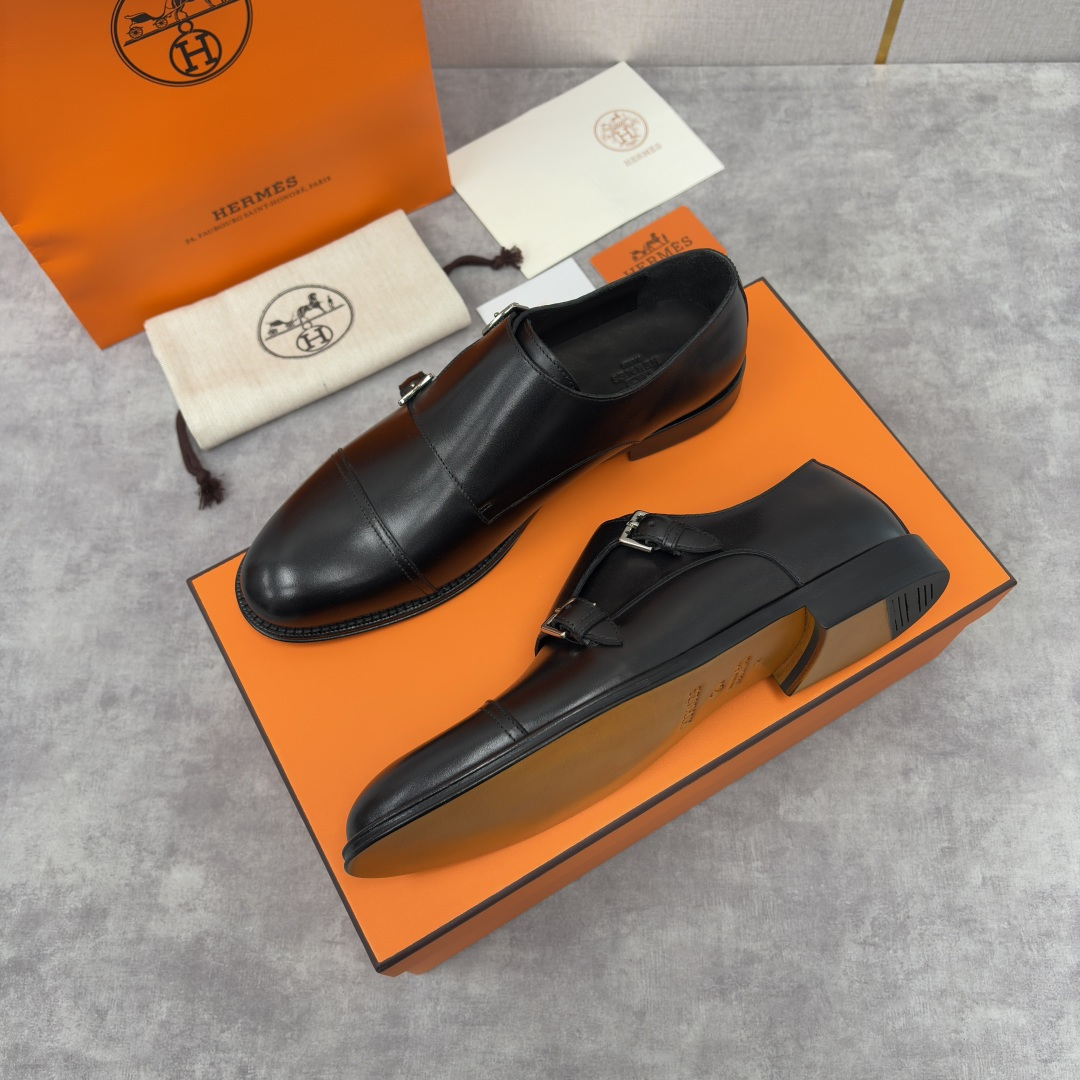 💋💍H家新品 Herme* 爱马-仕 双扣孟克鞋 男士正装鞋皮鞋 当法国奢侈品牌的传奇工艺邂逅经典孟克鞋