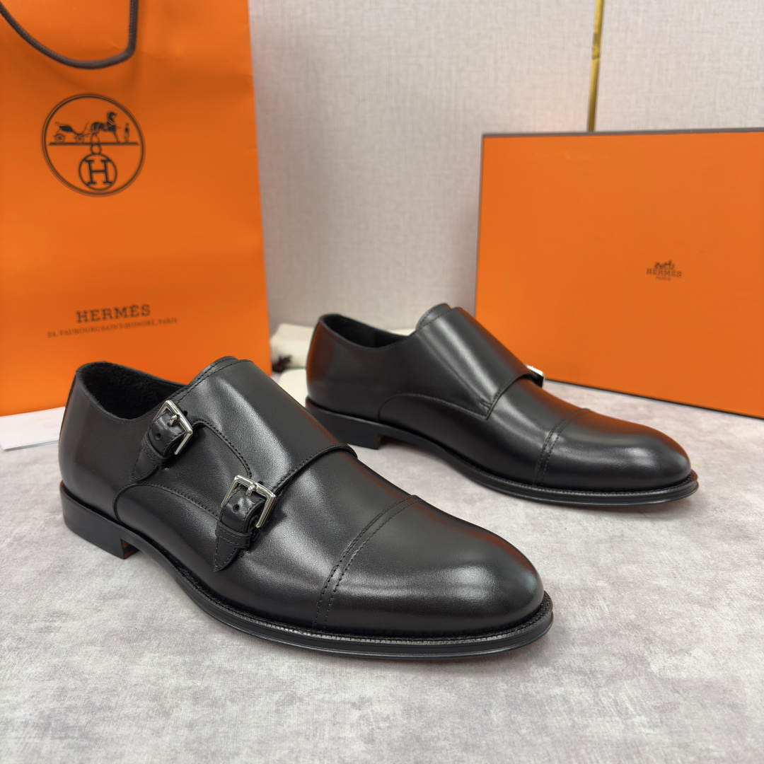💋💍H家新品 Herme* 爱马-仕 双扣孟克鞋 男士正装鞋皮鞋 当法国奢侈品牌的传奇工艺邂逅经典孟克鞋